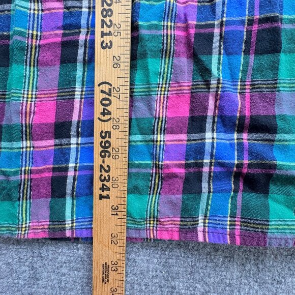 Victorias Secret Top Womens M Plaid Light Flannel Nightshirt Pocket Drawstring - Picture 13 of 15